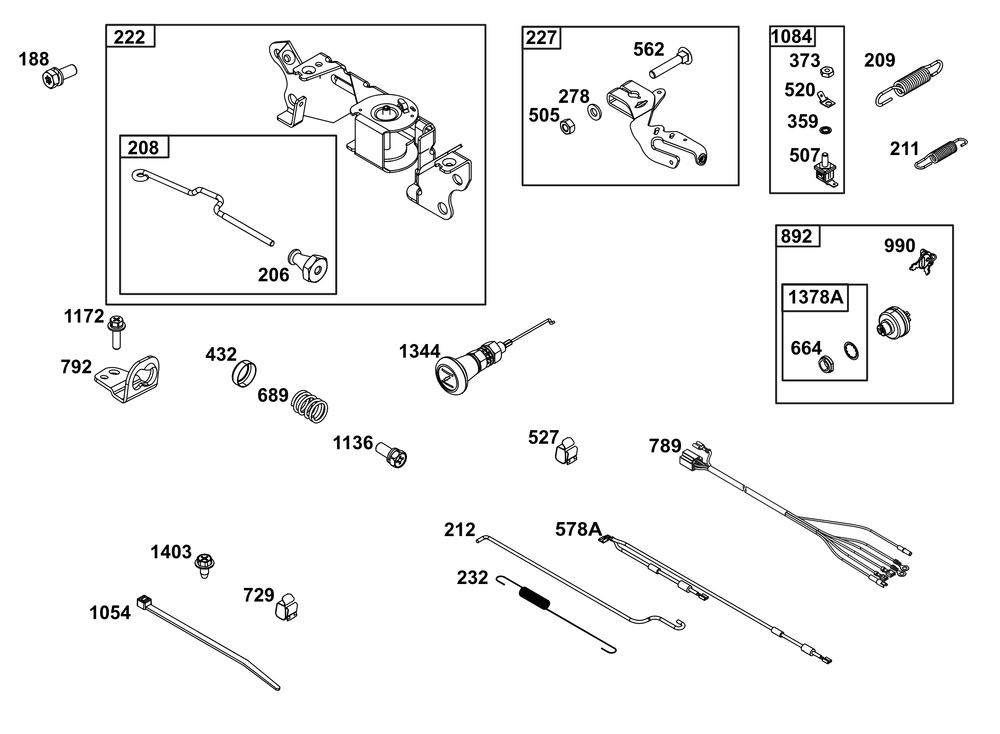 Controls Group Diagram and Parts List for 305447-0642-B5 200000 - 399999 Briggs and Stratton Engine